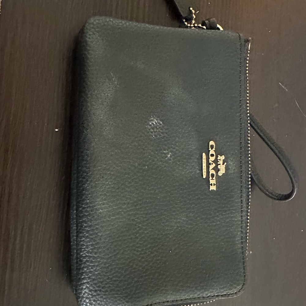 Coach Black Pebbled Leather Wristlet